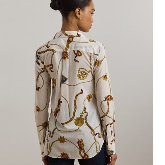 NWT RALPH LAUREN Classic Fit Print Cotton Voile Shirt Size US XXL - Picture 4 of 5